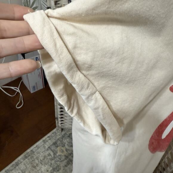 Daydreamer Free People Rolling Stones ‘89 Long T-shirt Dress Size S Cream Slit - Picture 6 of 10
